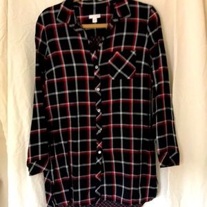 Button front plaid tunic